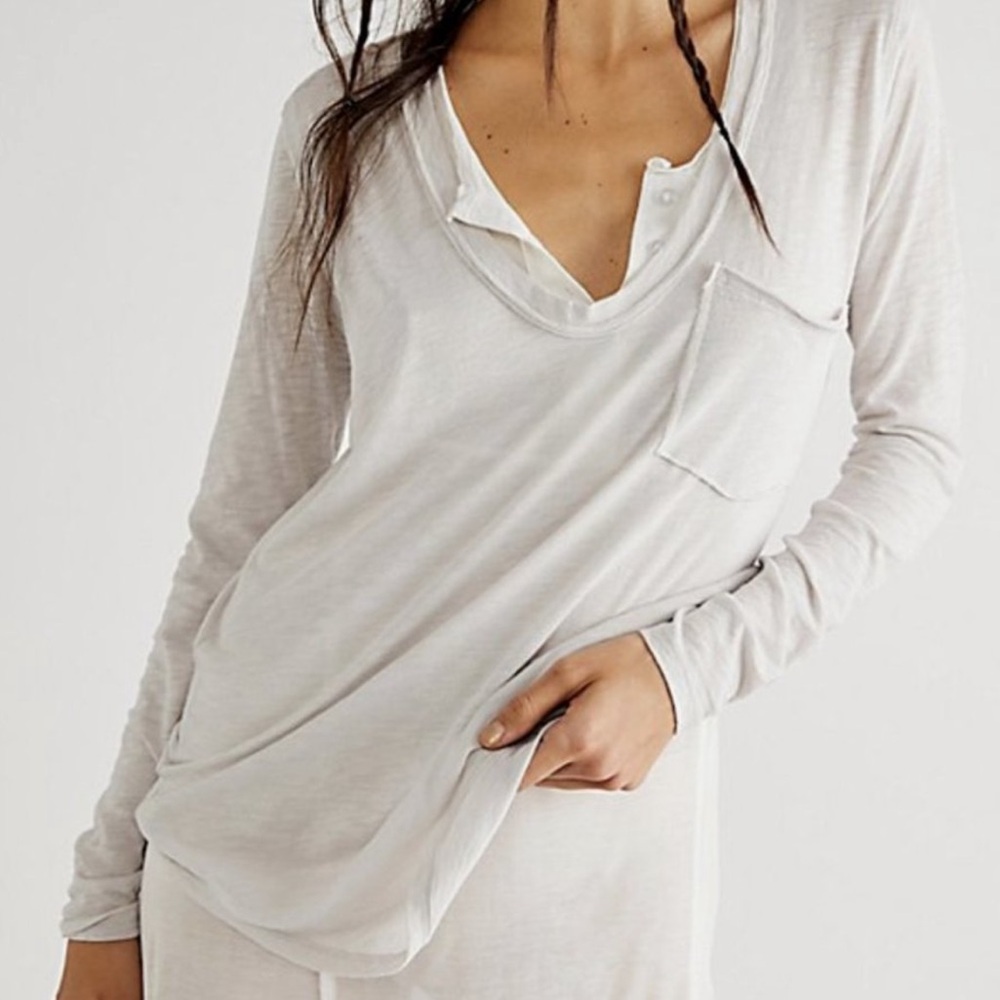 Free People Light Gray Long Sleeve